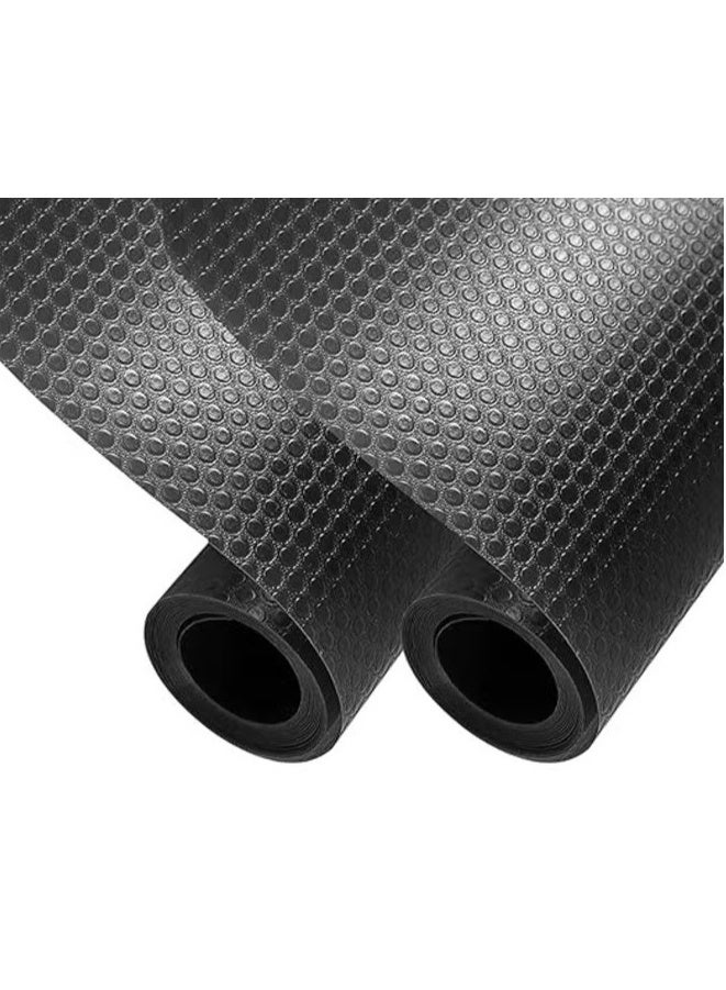Shelf Liner for Kitchen (2 Rolls (45 x 150cm) Non-Adhesive Drawer Mats, Non-Slip Food Grade EVA Drawer Liner, Stain-Proof Liner for Shelf, Refrigerator, Cupboard, and Desk ( Transparent Black )